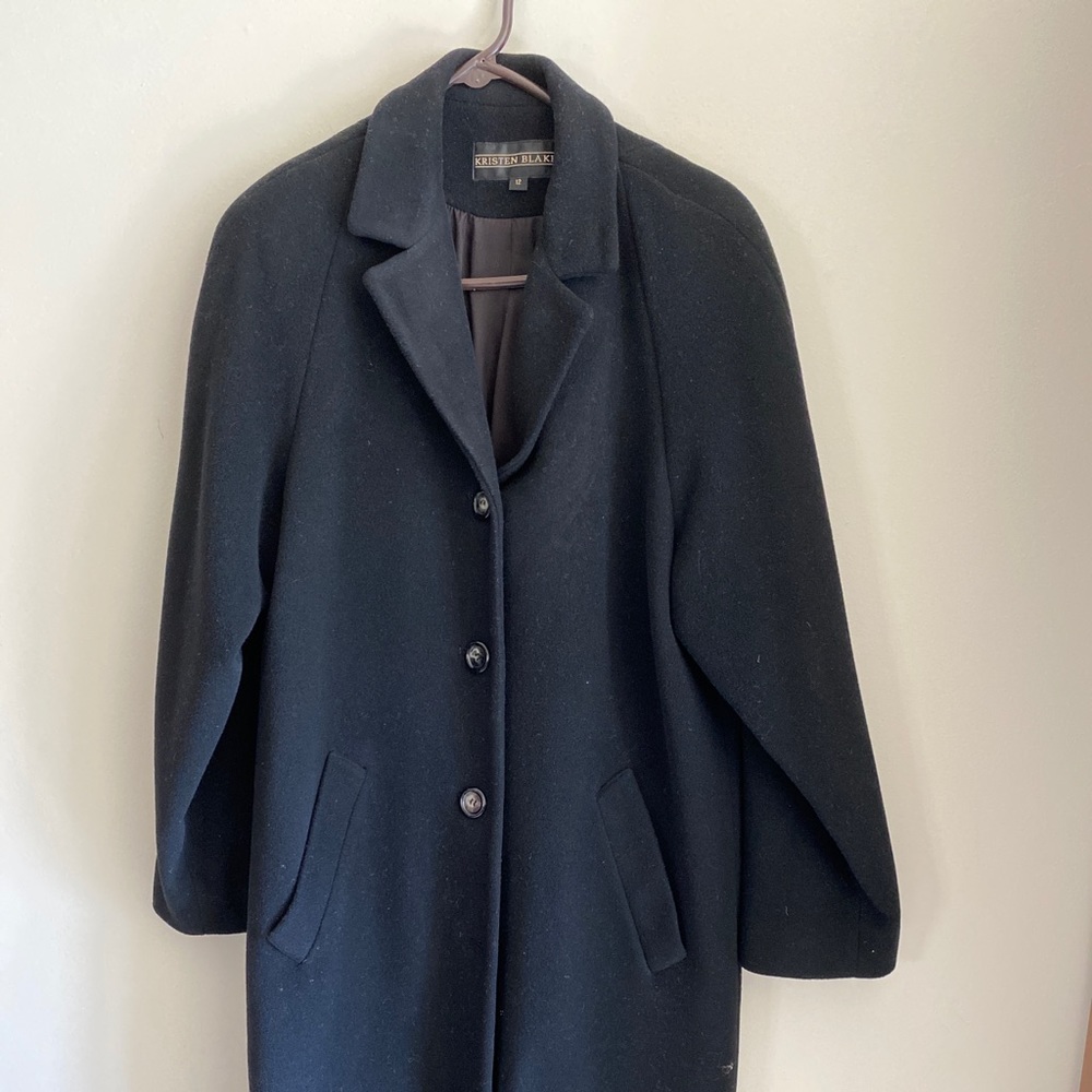 Black long 100% wool coat